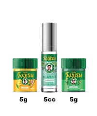 A set of Thai balms of 2 * 5 g, and a 5mm inhaler (Wang Prom) - 1 pc.