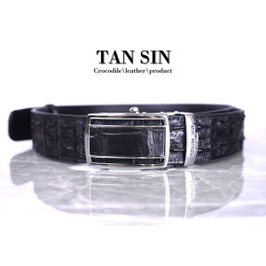 Ремень из Крокодиловой кожи мужская кость черный (TAN SIN) - 1.5-дюймовый