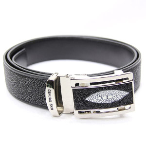 Мужской натуральный пояс из кожи Ската (FINDIG) - черный.