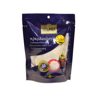 Натуральное СПА мыло в мочалке Мангустином и маслом ростков Риса (SUPAPORN) - 70гр.