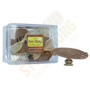 Sandalwood Incense 100% Coil Small  (Harvest) -1 box x 18 curl.