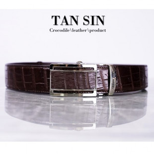 Мужской натуральный крокодил кожаный пояс коричневый (TAN SIN) - 1.5-дюймовый.
