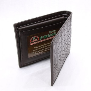 Men's wallet 100% genuine crocodile leather brown AW070 (Findig) - 1 pc.