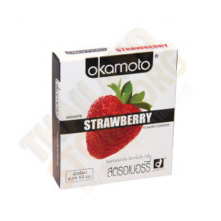 Condoms Japanese super strong with aroma of a strawberry (Okamoto) - 2 pcs.