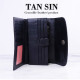 Clutch wallet made of 100% genuine crocodile leather, 3-fold long wallet with black zipper (TAN SIN) - 1 pc.