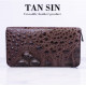 Wallet from 100% genuine crocodile leather long zipper business card holder (TAN SIN) - 1 pc.
