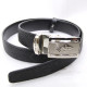 Men's Genuine Stingray Leather Belt Stainless Stingray Emblem Head (FINDIG) - Black.
